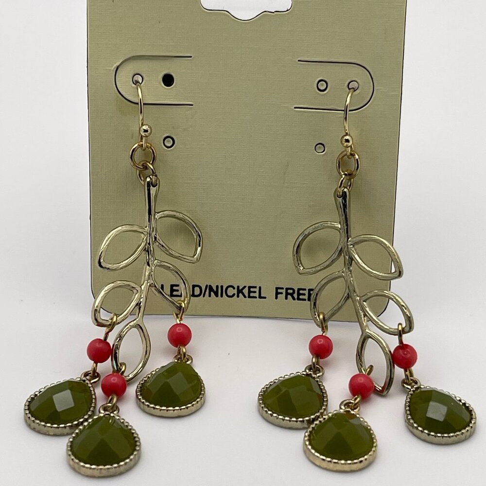 Dangle Green and Pink Earrings